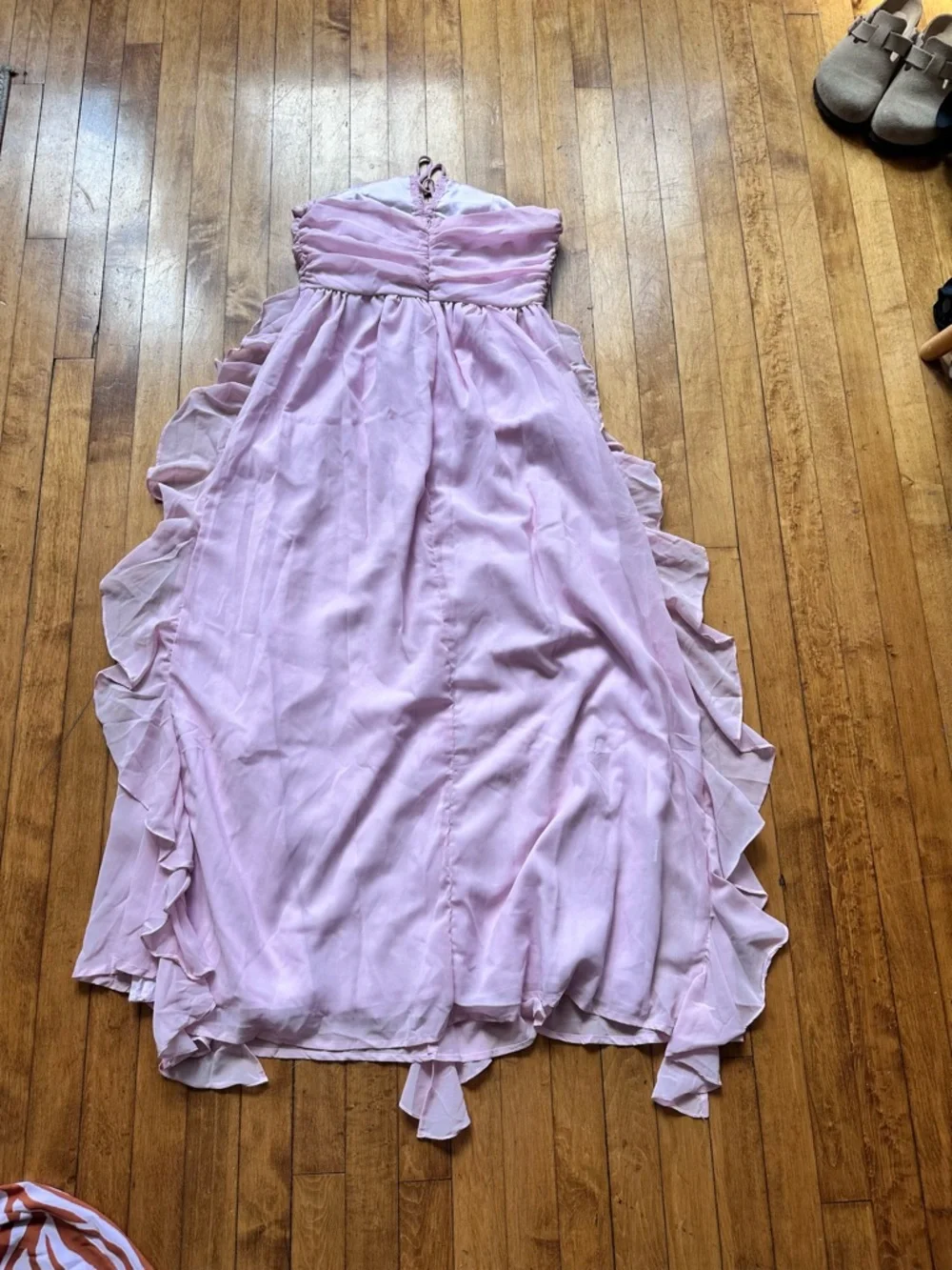 Light Pink Ruffle Halter Maxi Dress - Picture 3 of 3
